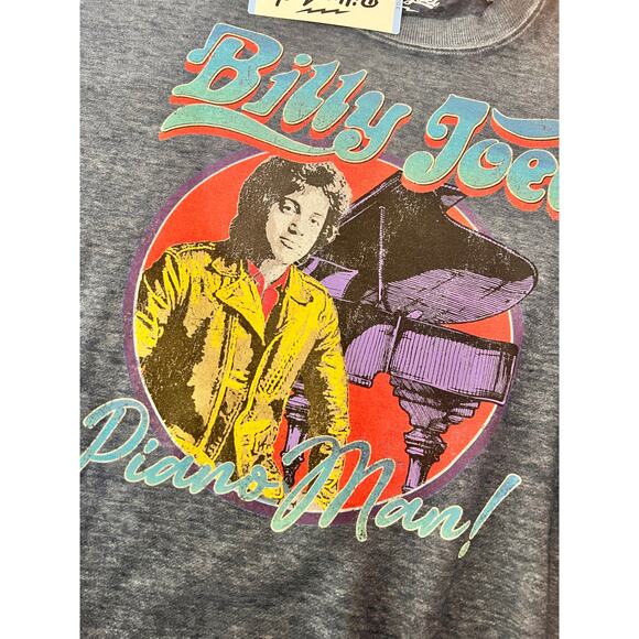 Billy Joel "Piano Man" Dropped Shoulder Fleece Graphic Sweatshirt Blue Large NWT - Picture 9 of 10